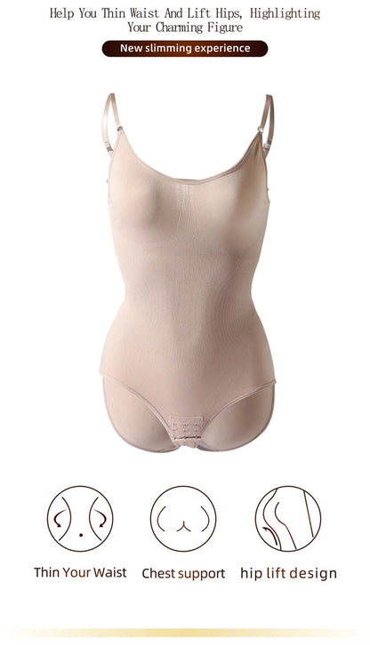 Super Sale V Neck Spaghetti Strap Bodysuit Compression Body Suits Open Crotch Shapewear Slimming Body Shaper Smooth Out Bodysuit